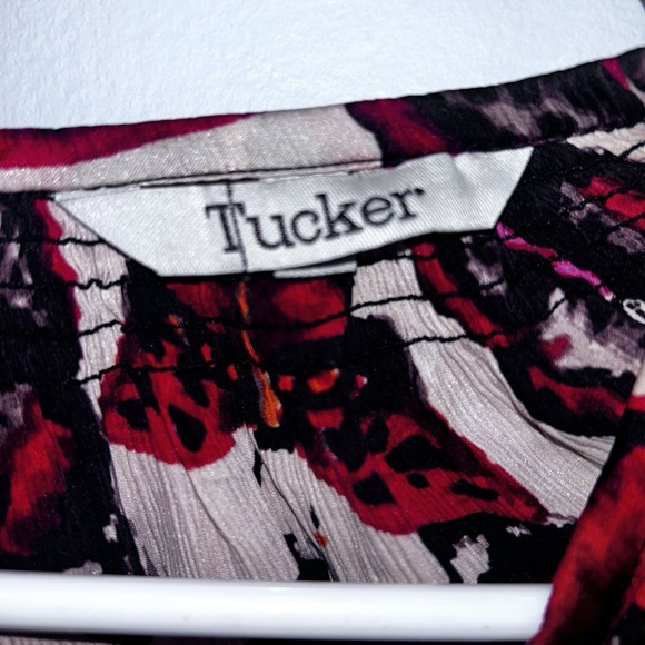 Tucker top blouse S/M Butterfly Silk 3/4 Sleeve Button Up Blouse Boho Designer - Picture 12 of 12